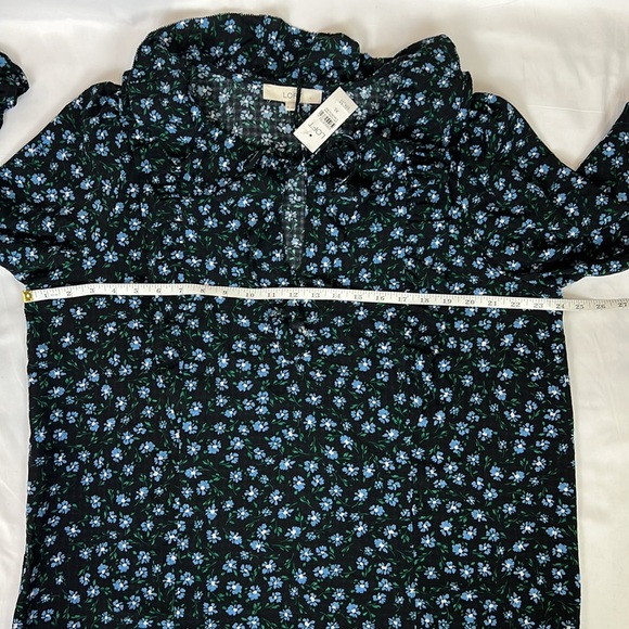 Loft New Women’s XL Floral Ruffles Tie V-Neck Long Sleeve Blouse - Picture 8 of 9